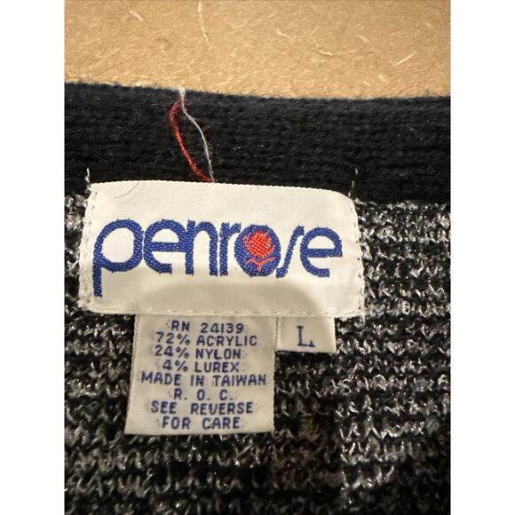 Vintage Penrose Sweater Womens Large Black Silver Grandma 80s Indie Sleaze Cozy - Picture 3 of 8